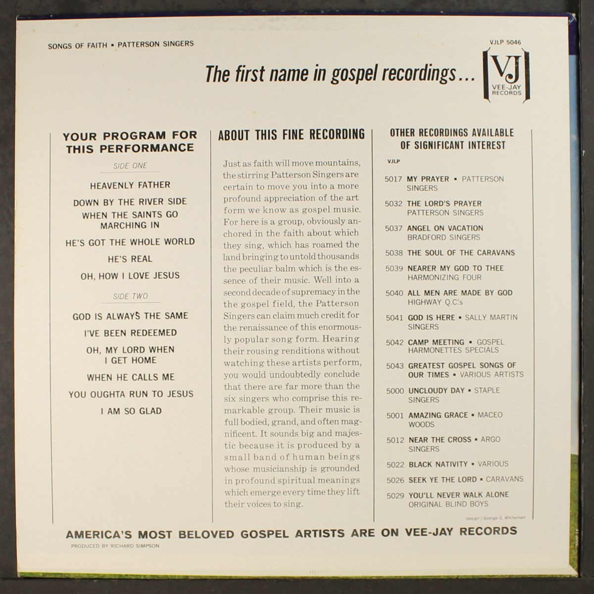 songs of faith by PATTERSON SINGERS