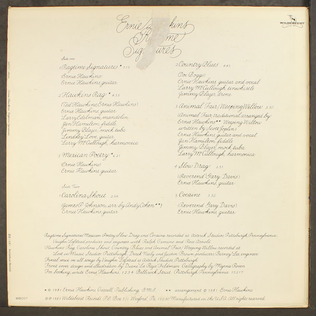 ragtime signatures by ERNIE HAWKINS