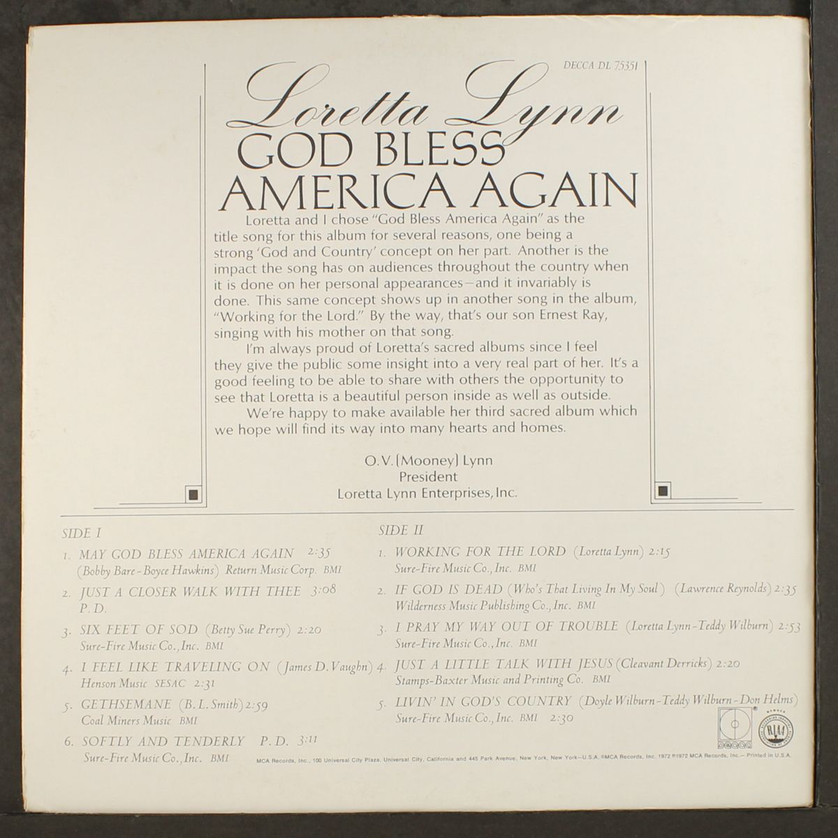 god bless america again by LORETTA LYNN