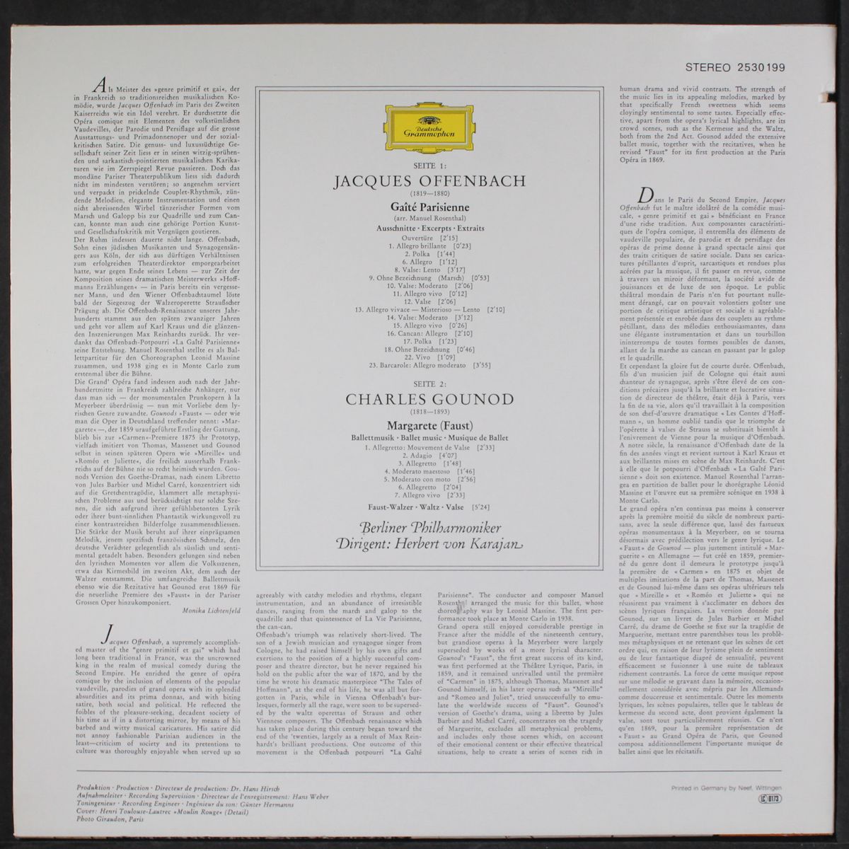 offenbach: gaite parisienne / gounod: ballet music and waltz from faus by HERBERT VON KARAJAN