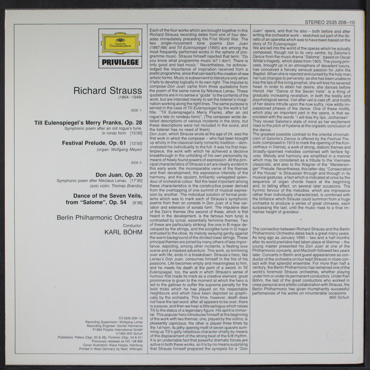 conducts richard strauss by KARL BOHM