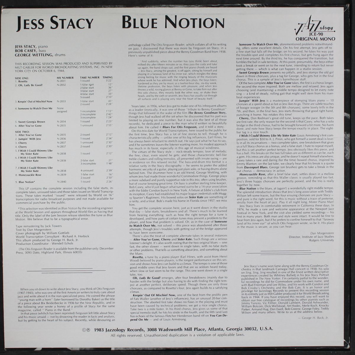 blue notion: jazz piano heritage series, vol. 40 by JESS STACY