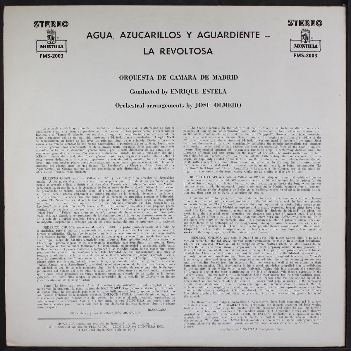 agua, azucarillos y aguardiente / la revoltosa by ORQUESTRA DE CAMARA DE MADRID