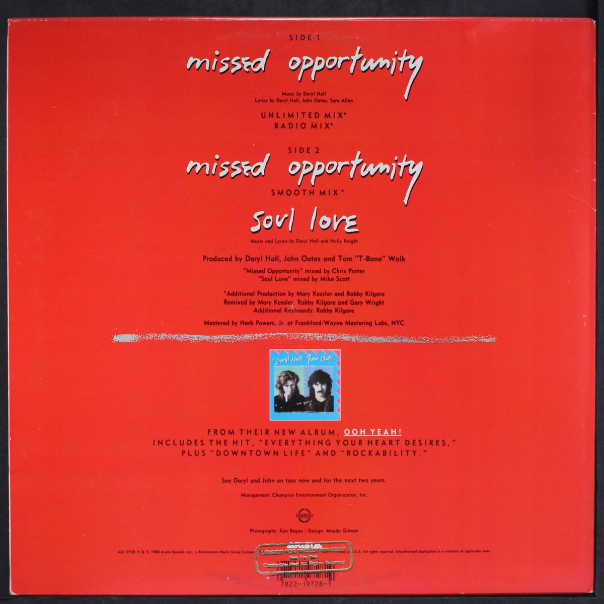 missed opportunity (4 mixes) by DARYL HALL & JOHN OATES