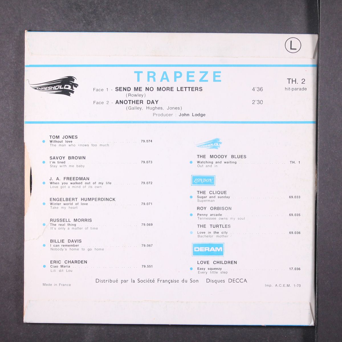 send me no more letters / another day by TRAPEZE
