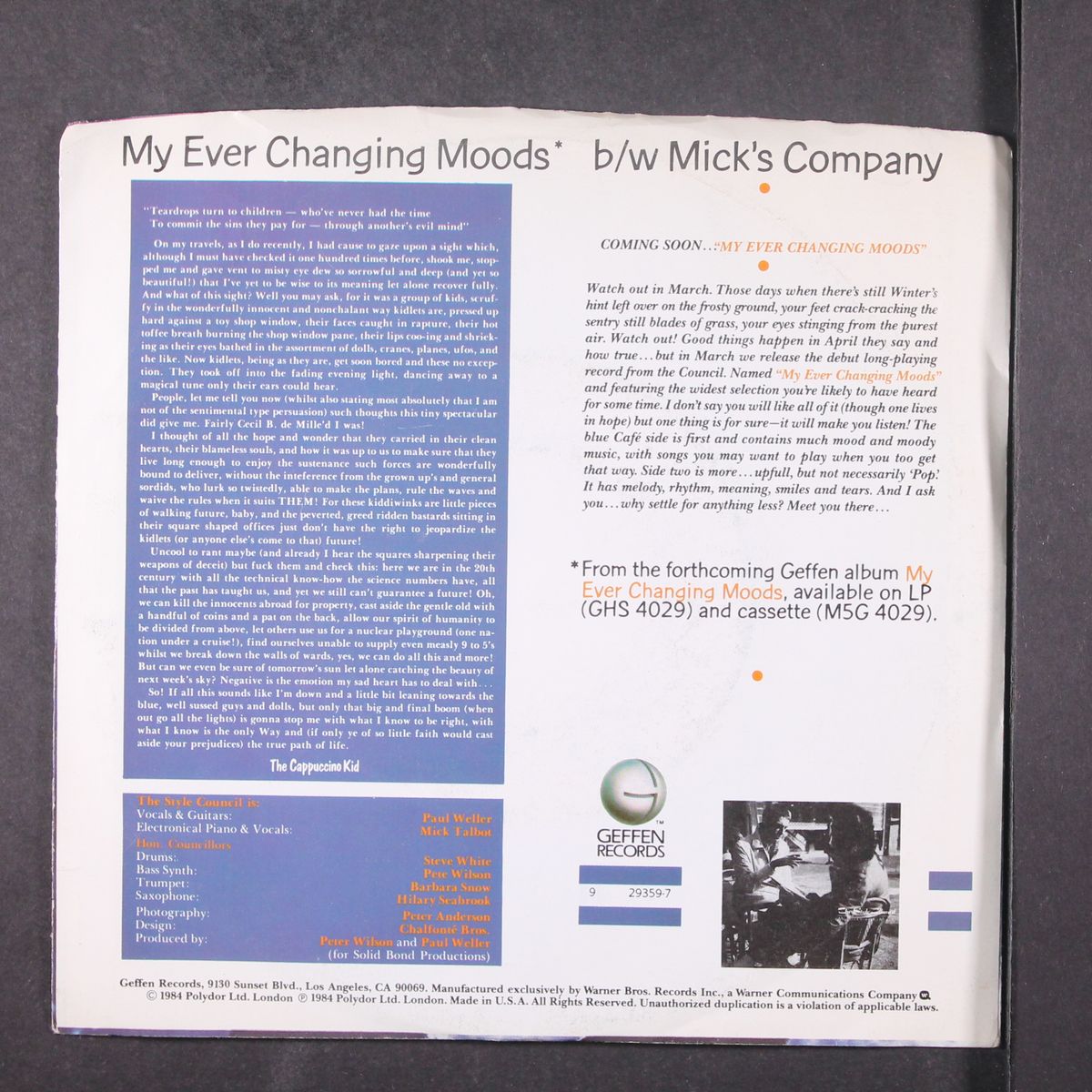 my ever changing moods / mick's company by STYLE COUNCIL