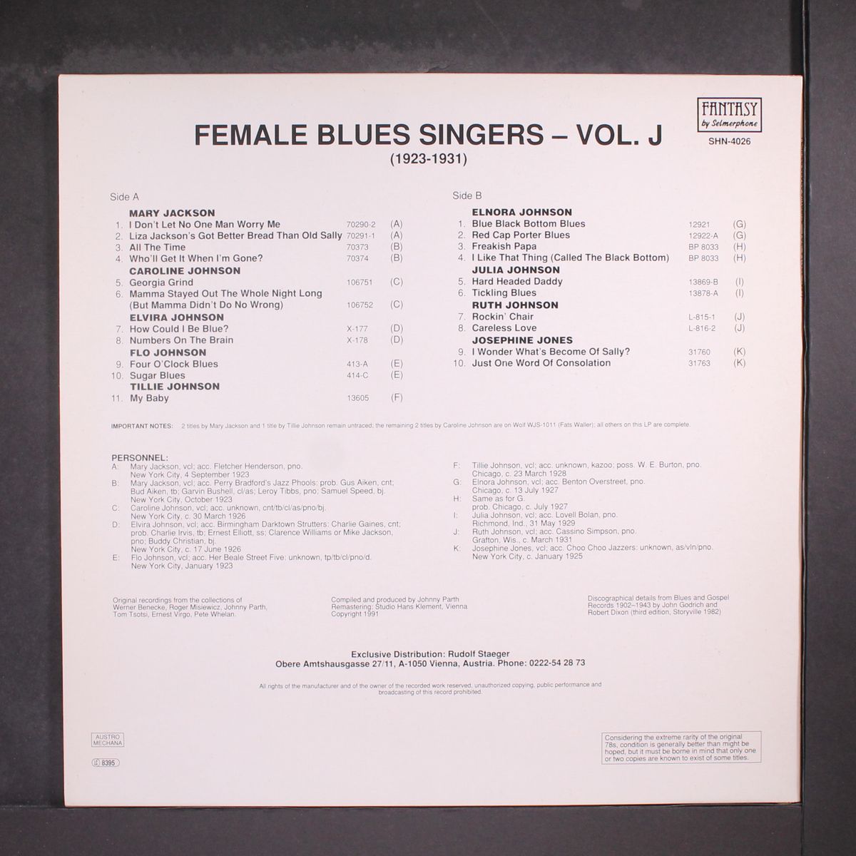 female blues singers volume j (1923-1931 ) by VARIOUS