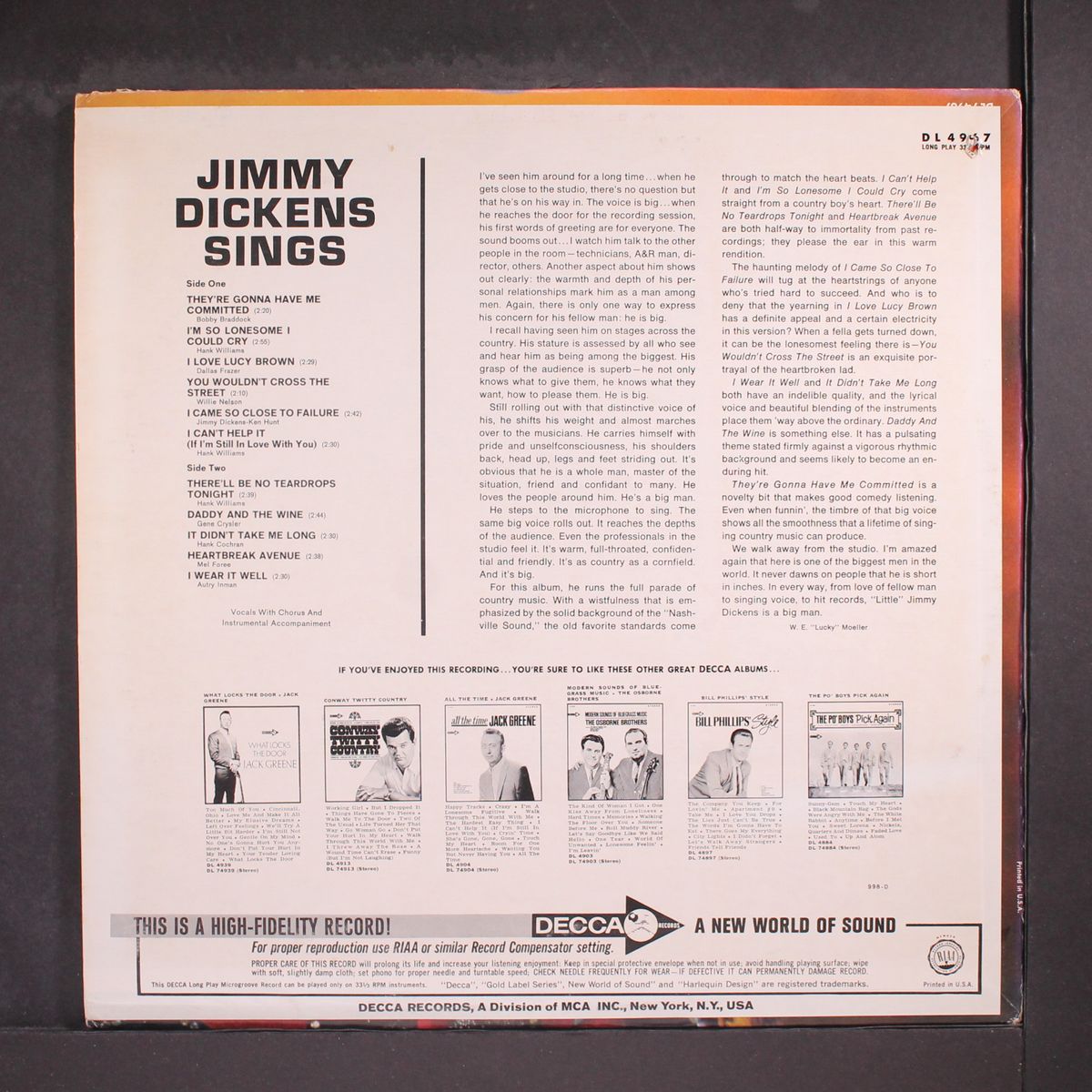 sings by JIMMY DICKENS
