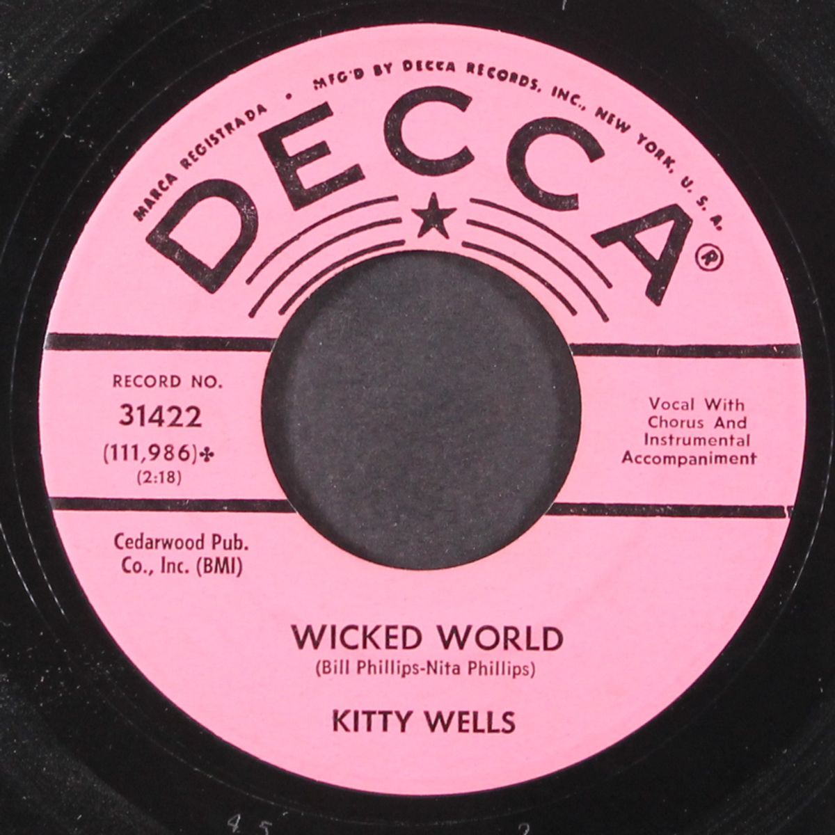 we missed you / wicked world by KITTY WELLS