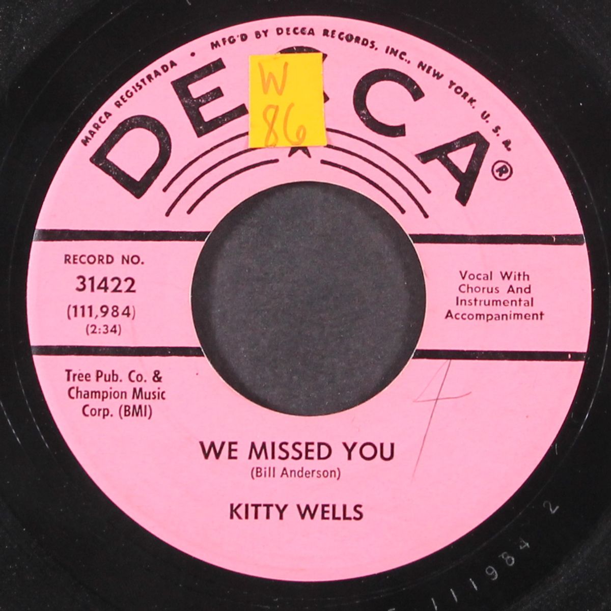 we missed you / wicked world by KITTY WELLS