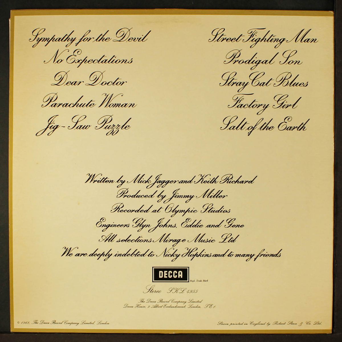 beggar's banquet by ROLLING STONES