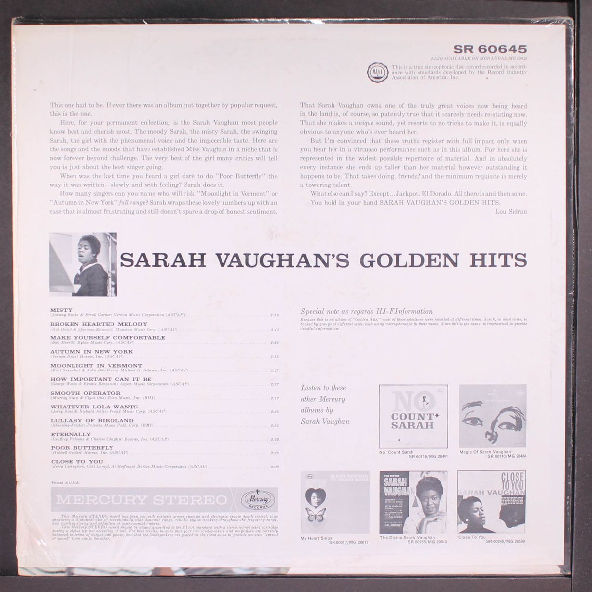 golden hits by SARAH VAUGHAN