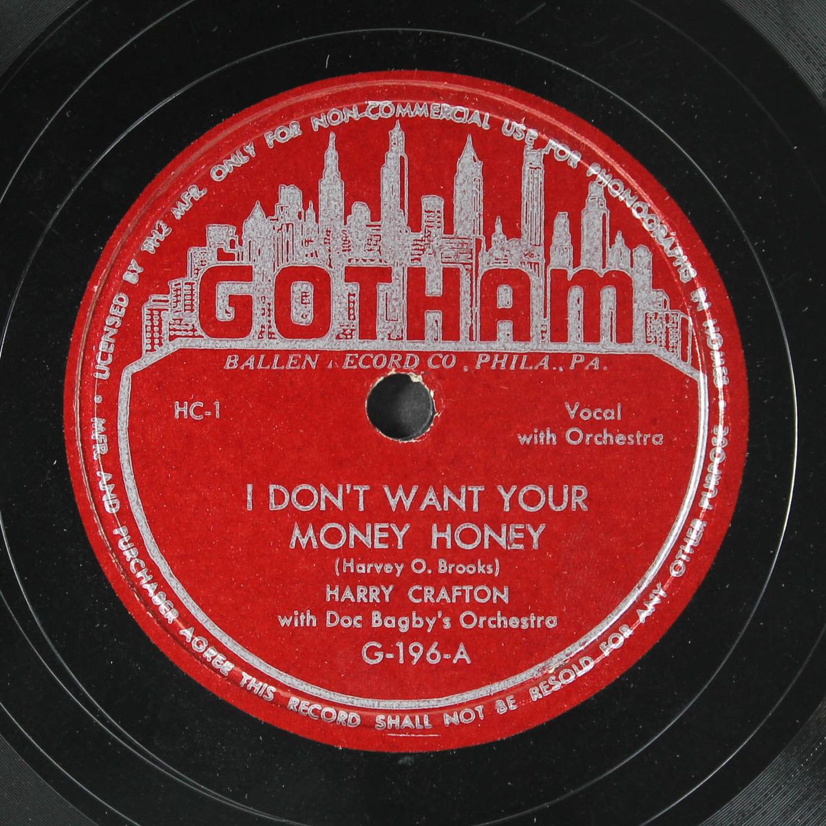 roly-poly mama / i don't want your money honey by HARRY CRAFTON