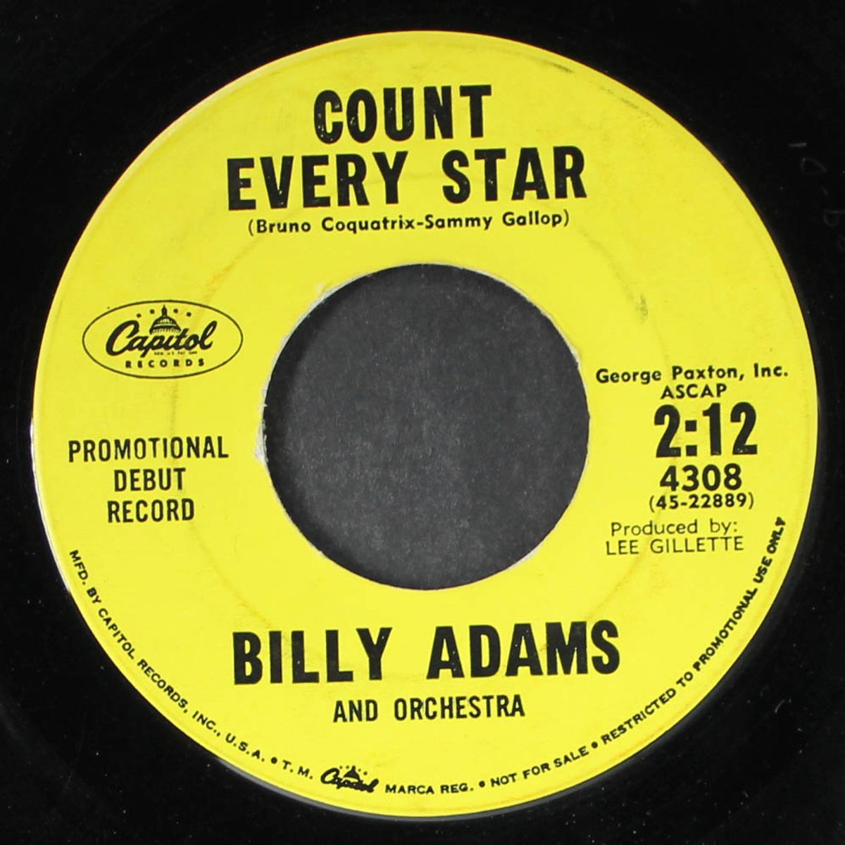 peggy's party / count every star by BILLY ADAMS