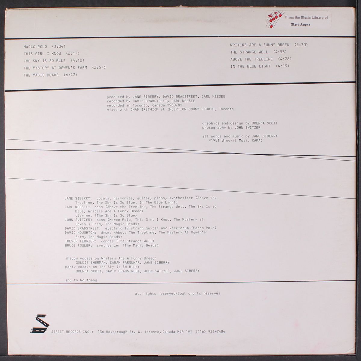 jane siberry by JANE SIBERRY