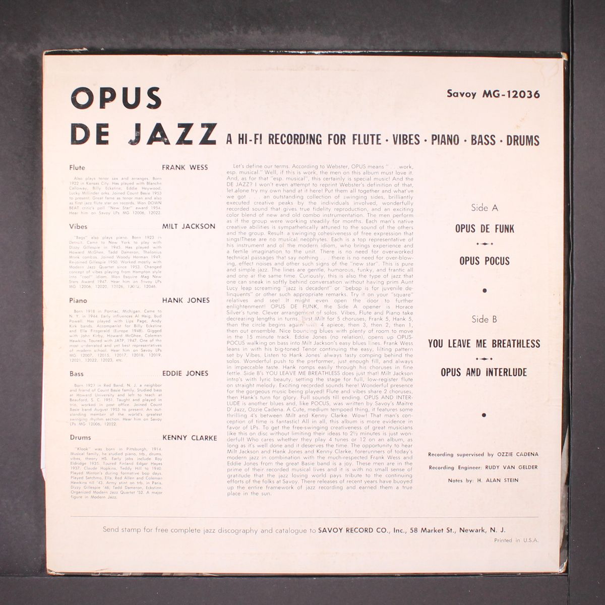 opus de jazz by MILT JACKSON