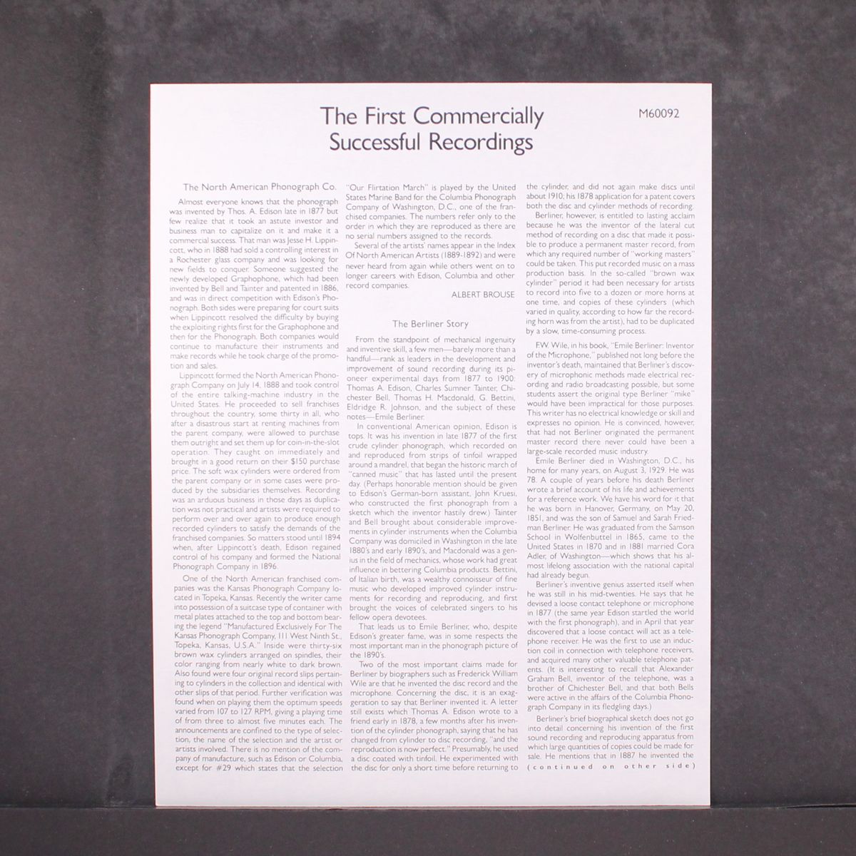 first commercially successful recordings by VARIOUS
