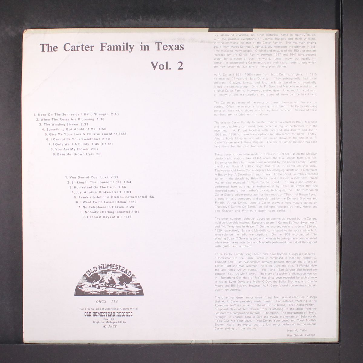 in texas vol. 2 by CARTER FAMILY