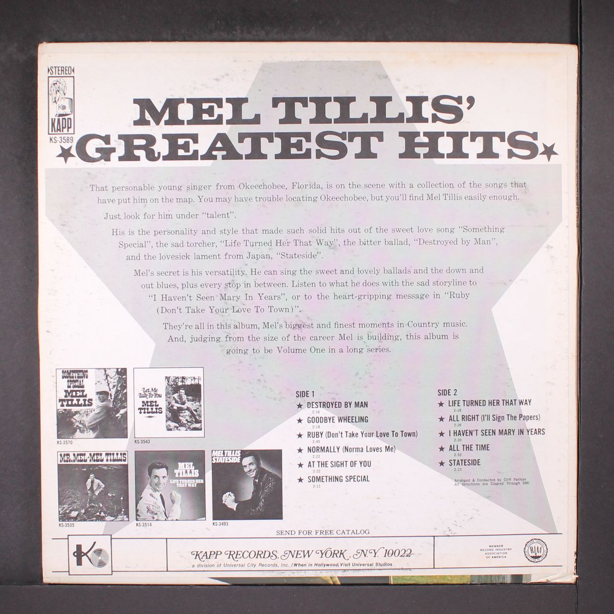 greatest hits by MEL TILLIS