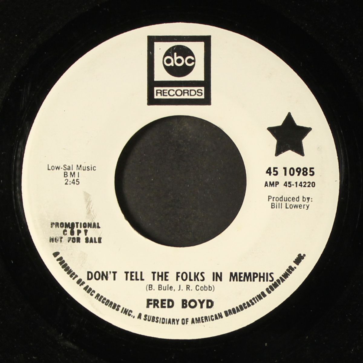 don't tell the folks in memphis / bittersweet tears by FRED BOYD
