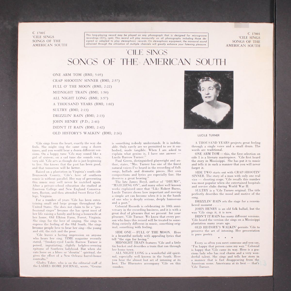 songs of the american south by LUCILE TURNER
