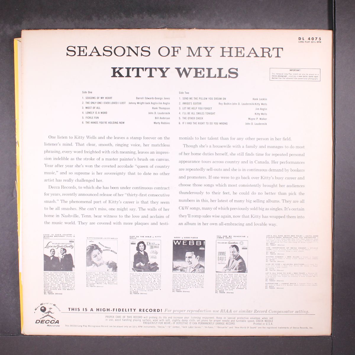 seasons of my heart by KITTY WELLS