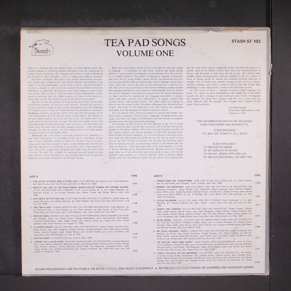 tea pad songs volume one by VARIOUS