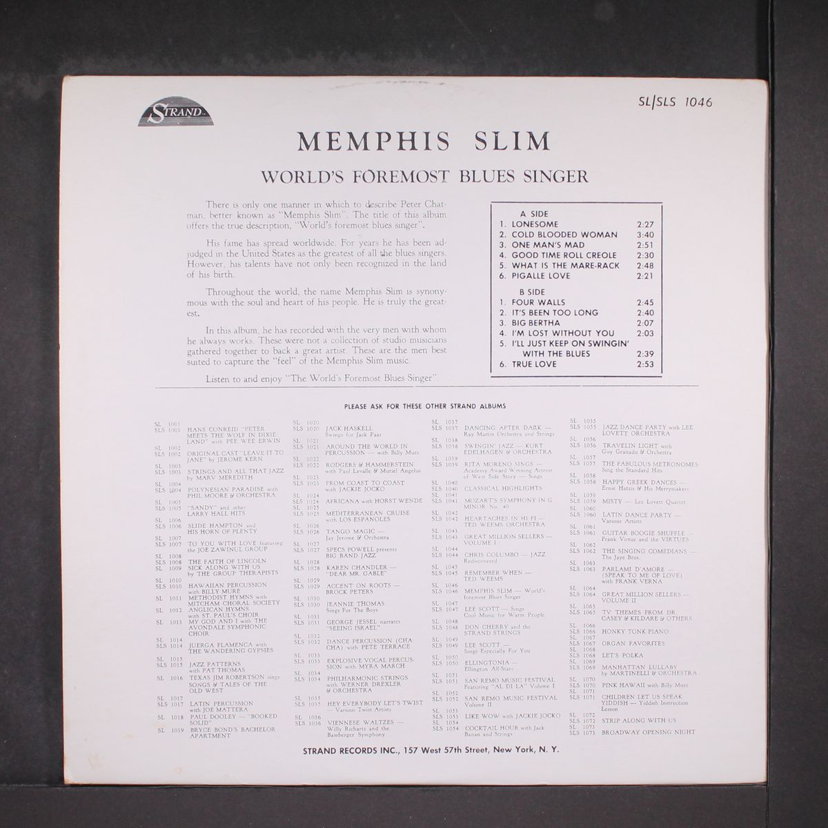 world's foremost blues singer by MEMPHIS SLIM