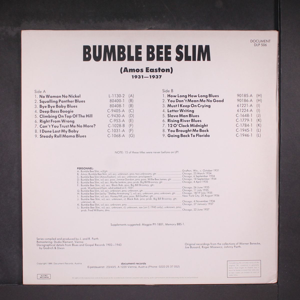 1931-1937 by BUMBLE BEE SLIM
