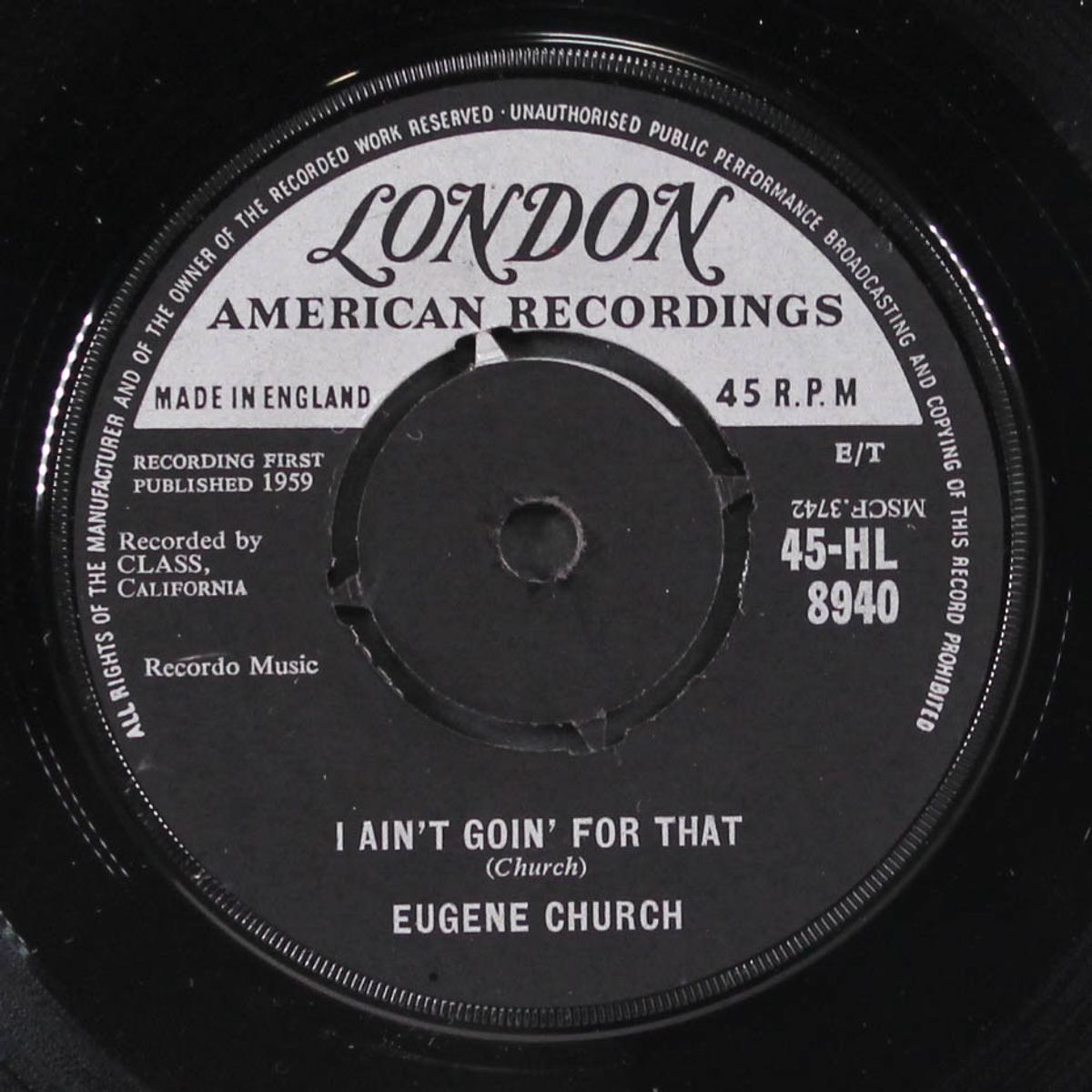 miami / i ain't goin' for that by EUGENE CHURCH