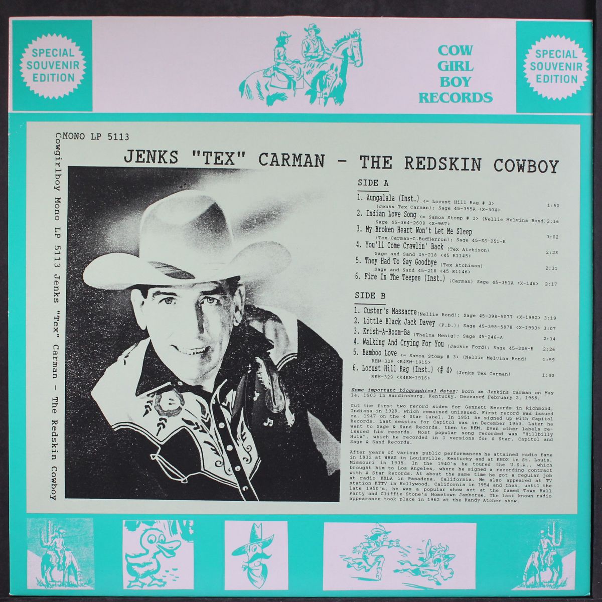 the redskin cowboy by JENKS 'TEX' CARMAN