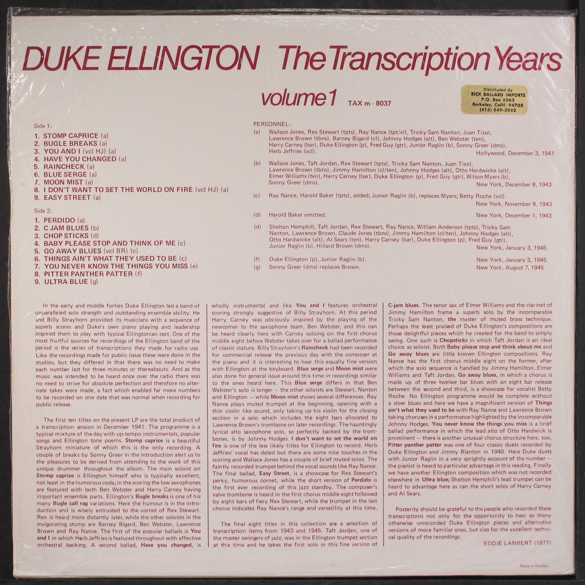 the transcription years, vol. 1 by DUKE ELLINGTON