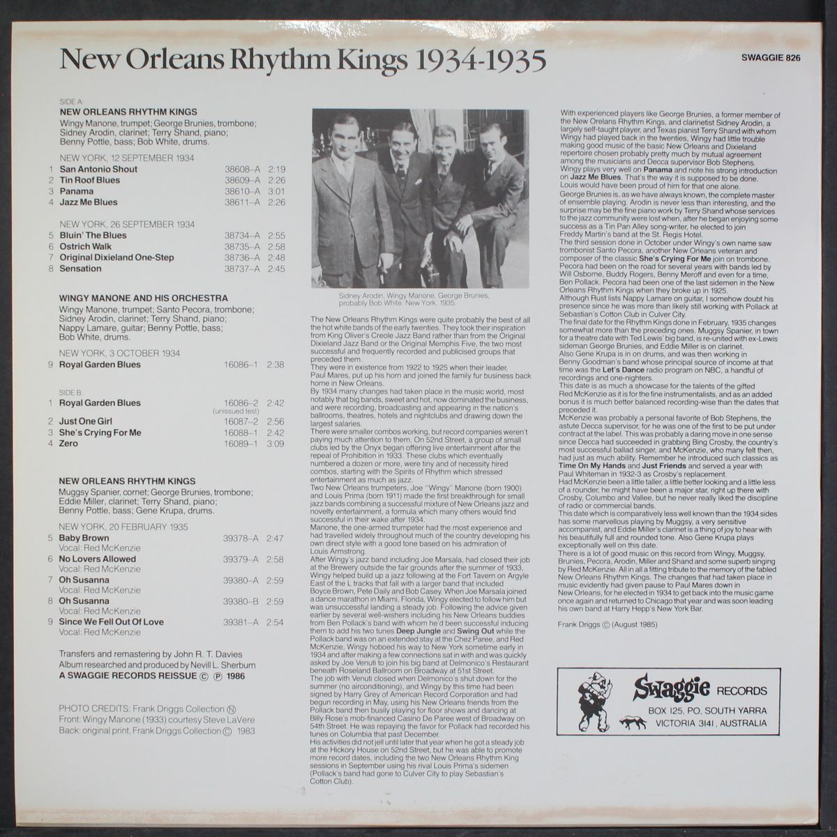 1934-1935 by NEW ORLEANS RHYTHM KINGS