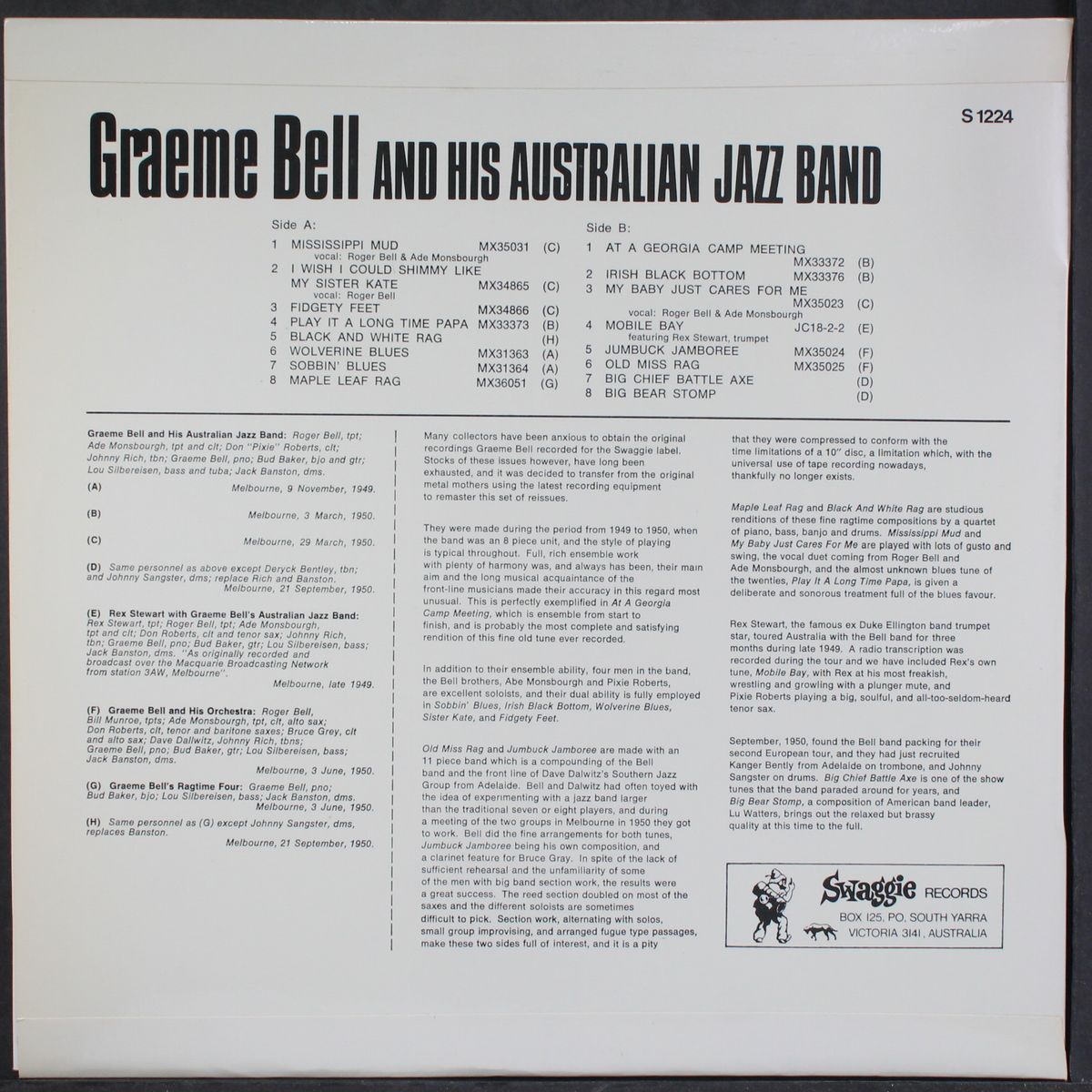australian jazz archives series by GRAEME BELL