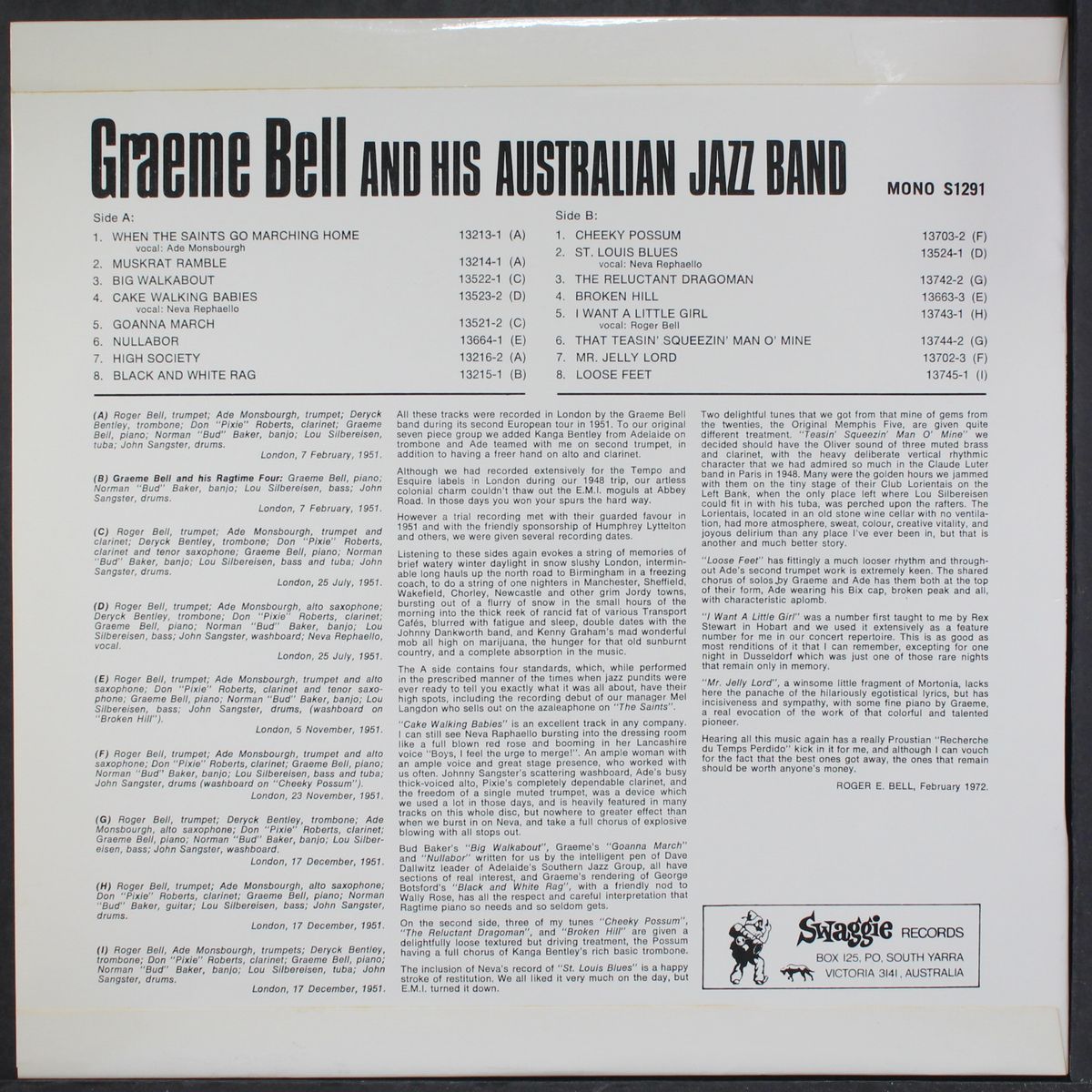 australian jazz archives series by GRAEME BELL