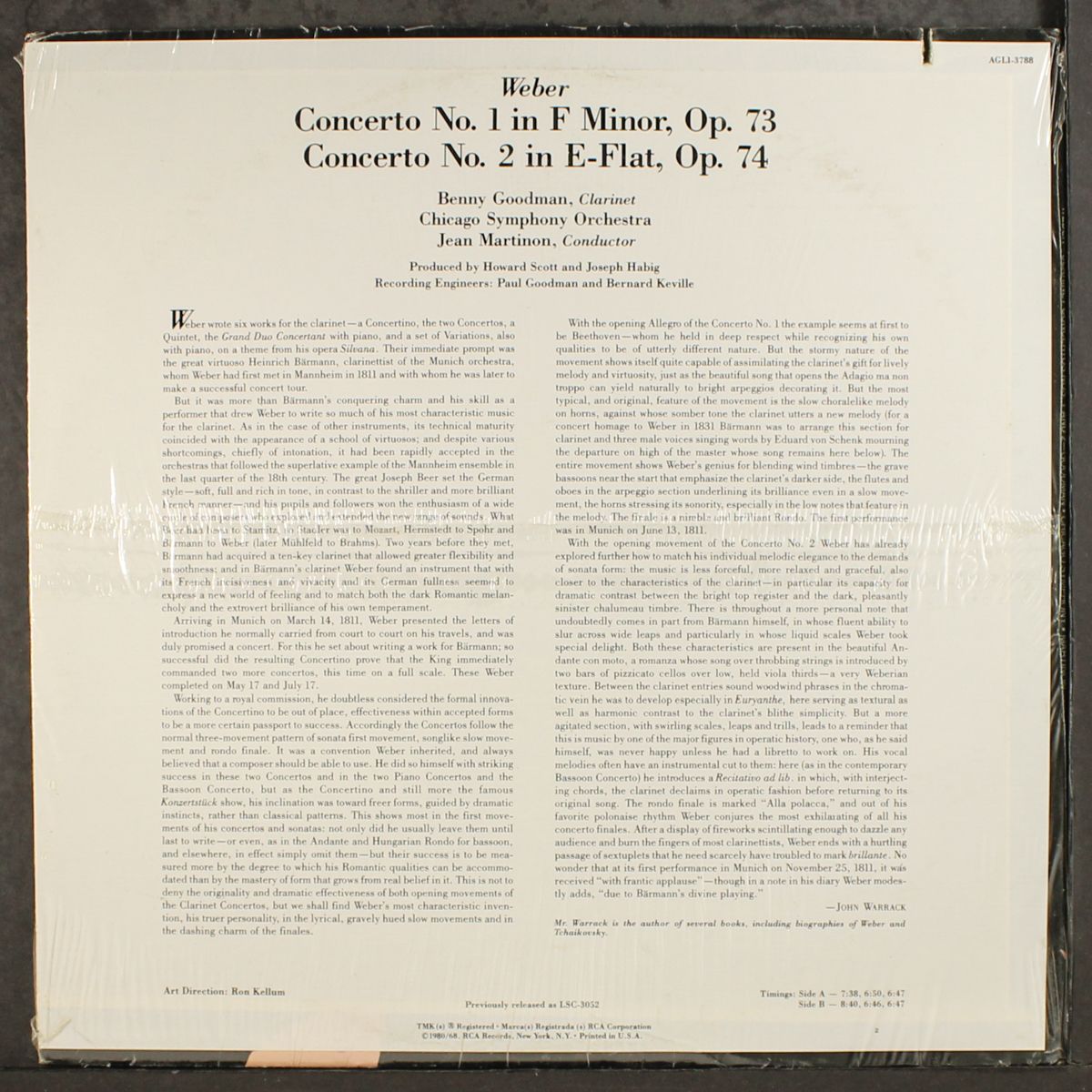 weber clarinet concertos by BENNY GOODMAN