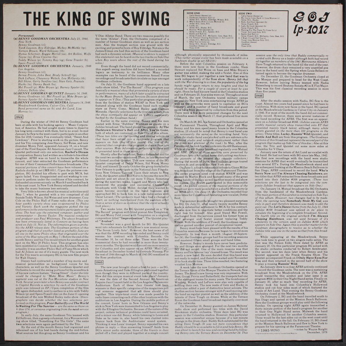 the king of swing by BENNY GOODMAN
