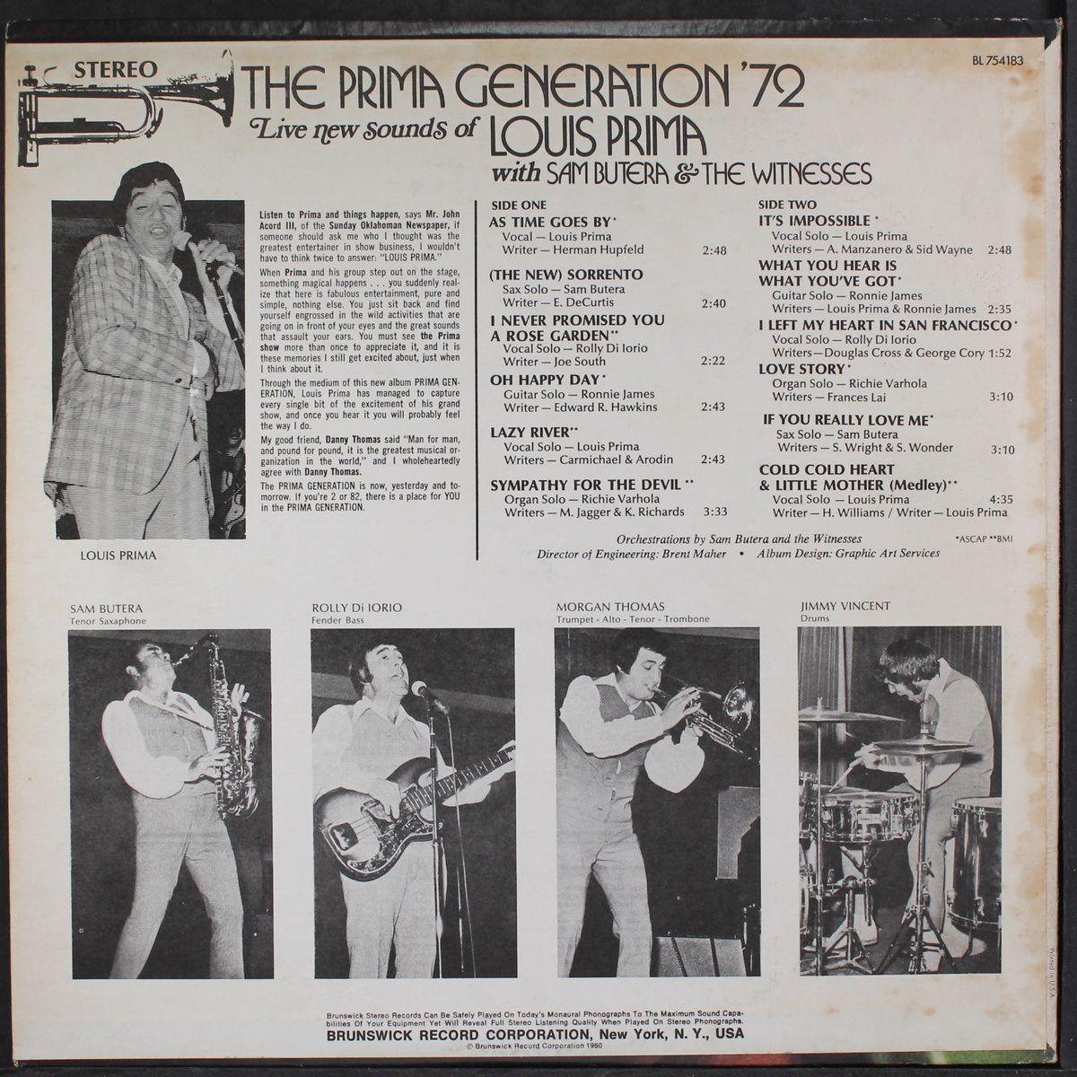 the prima generation '72 by LOUIS PRIMA