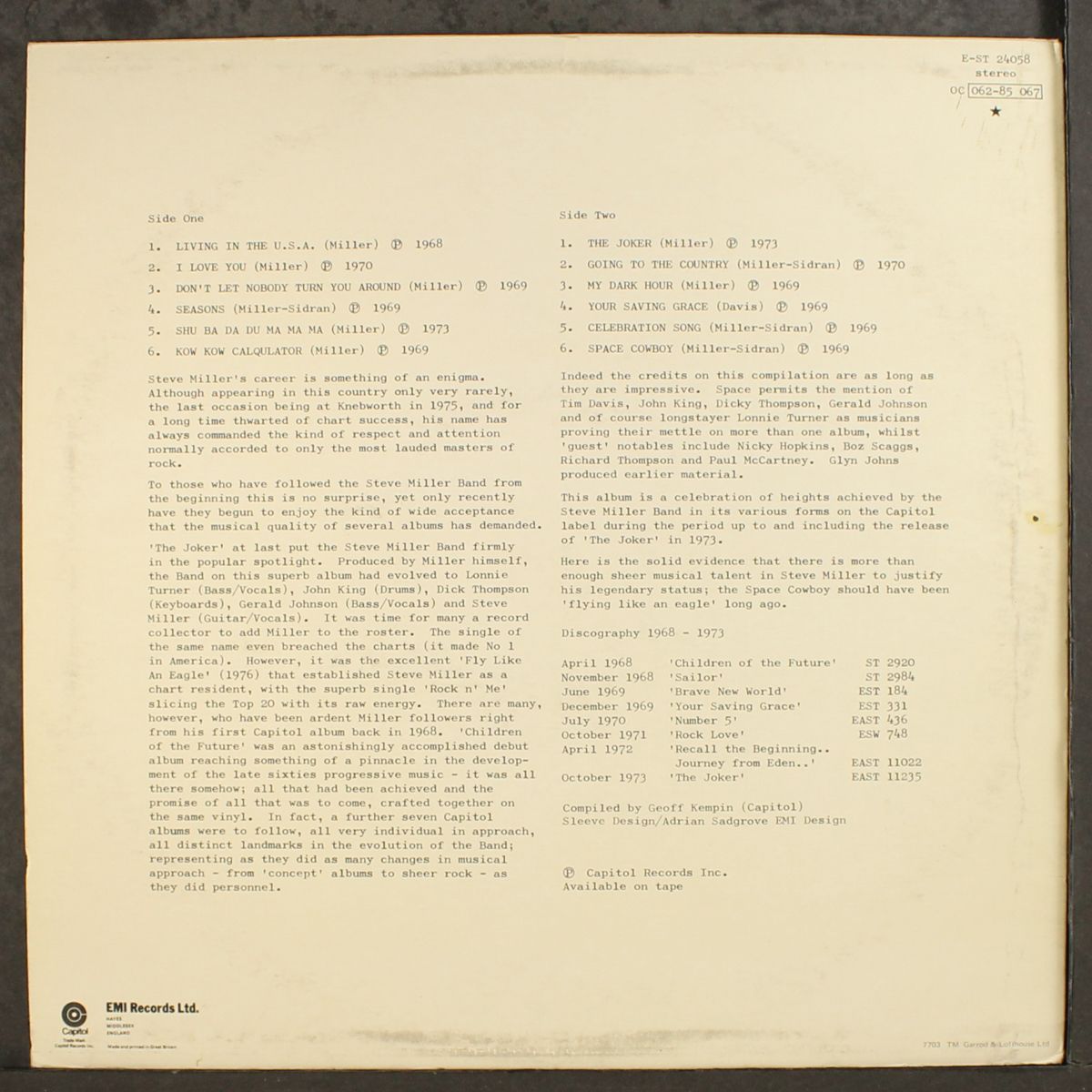 best of 1968-73 by STEVE MILLER