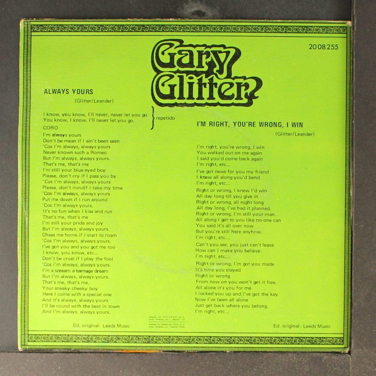 always yours / i'm right you're wrong i win by GARY GLITTER