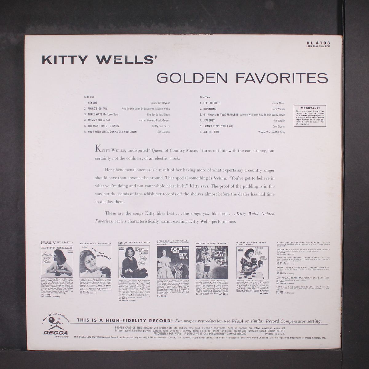 golden favorites by KITTY WELLS