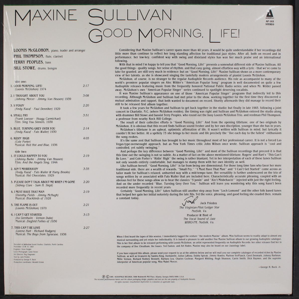 good morning life by MAXINE SULLIVAN