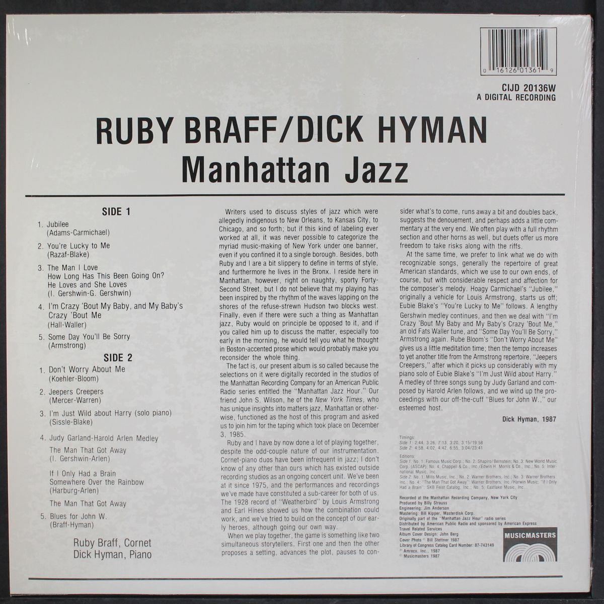 manhattan jazz by DICK HYMAN & RUBY BRAFF