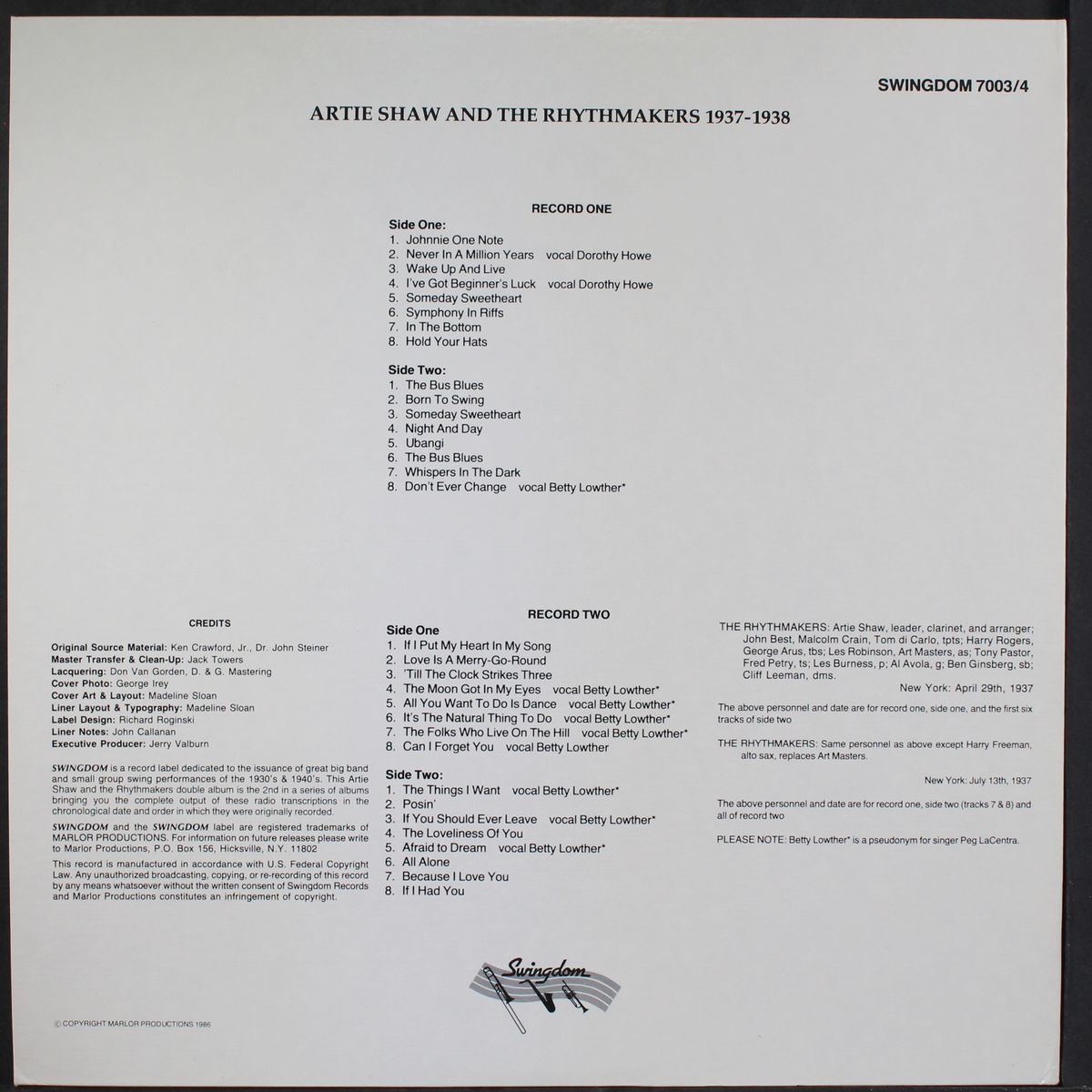 artie shaw and the rhythmakers, 1937-1938 by ARTIE SHAW