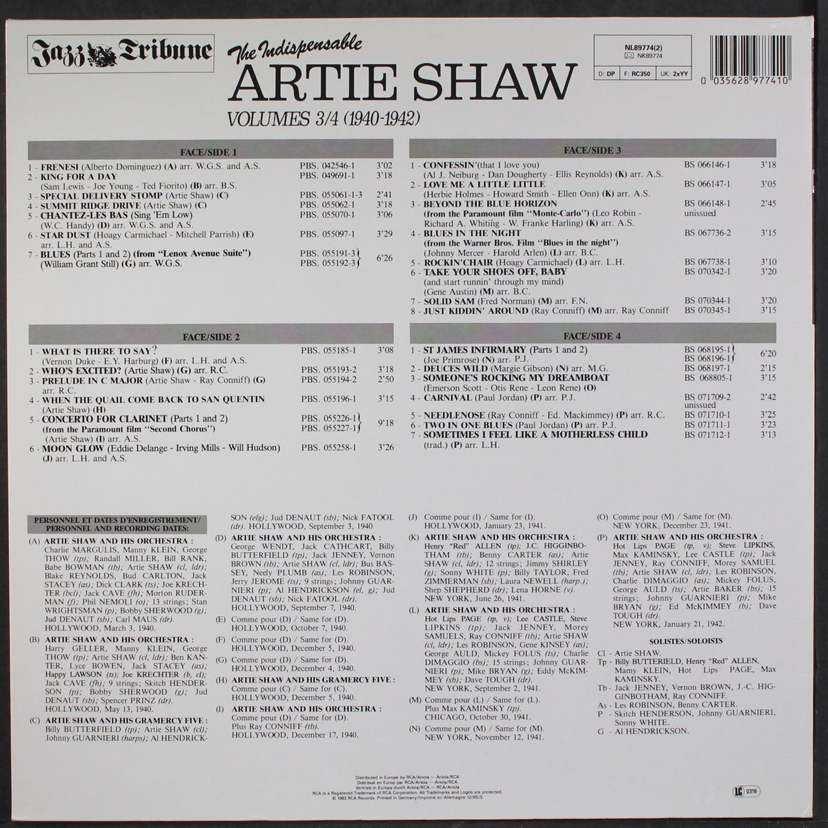 the indispensable, vols. 3-4 1940-42 by ARTIE SHAW