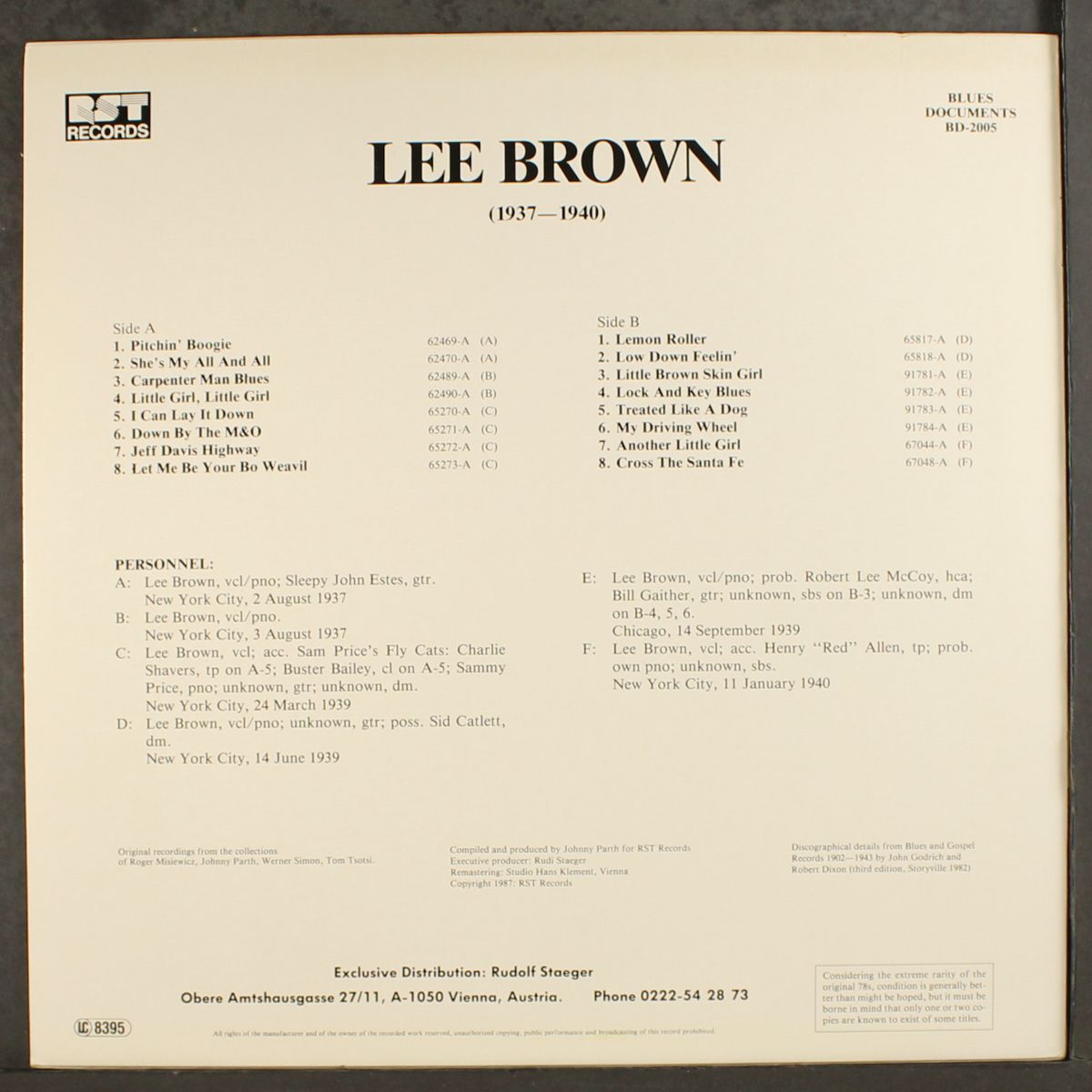 (1937-1940) piano blues rarities by LEE BROWN