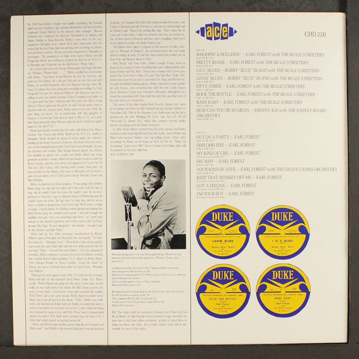 featuring the beale streeters with bobby bland and johnny ace by EARL FOREST