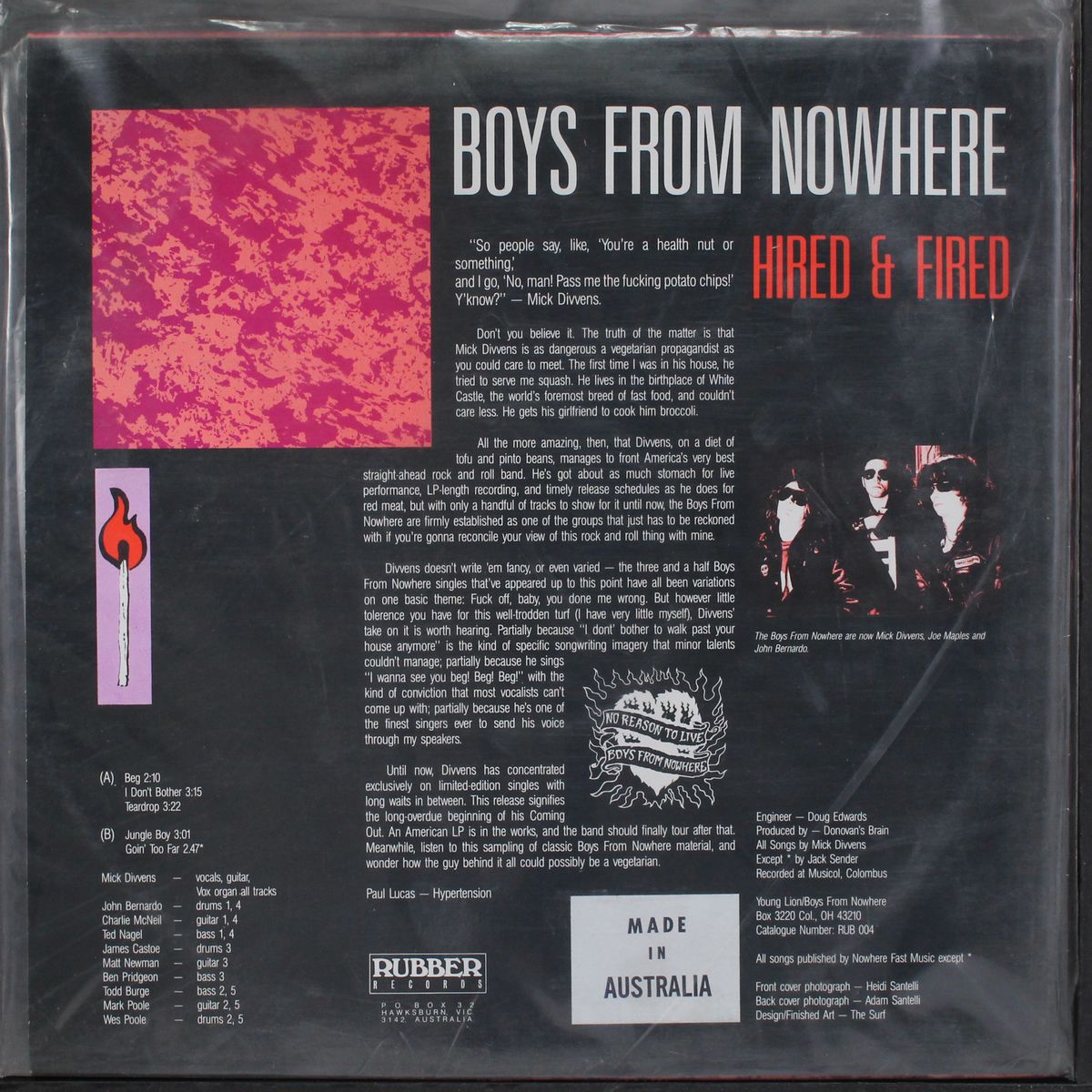 hired and fired by BOYS FROM NOWHERE