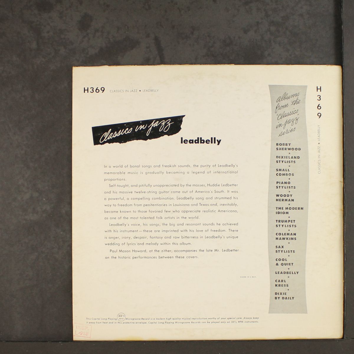 classics in jazz by LEADBELLY
