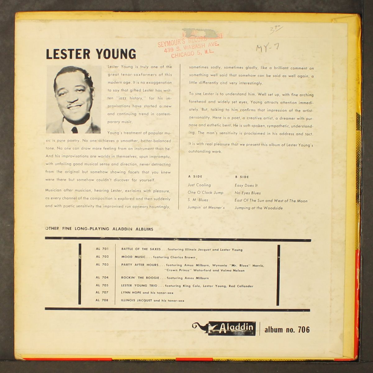 and his tenor sax by LESTER YOUNG